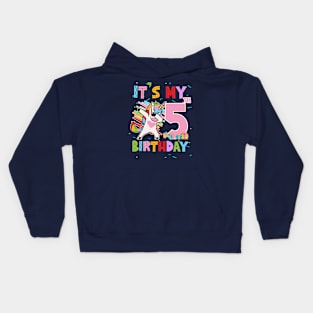 It's My 5th Birthday Girl Cute Unicorn B-day Giif For Girls Kids toddlers Kids Hoodie